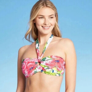 Kona Sol Women's  Floral Print Keyhole Bandeau Bikini Top